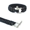 O Shape Buckles Paracord Survival Bracelet With Survival Whistle, Black