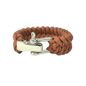 Adjustable Paracord Survival Bracelet, Fits 7-9 Inch Wrist (Color: Brown)